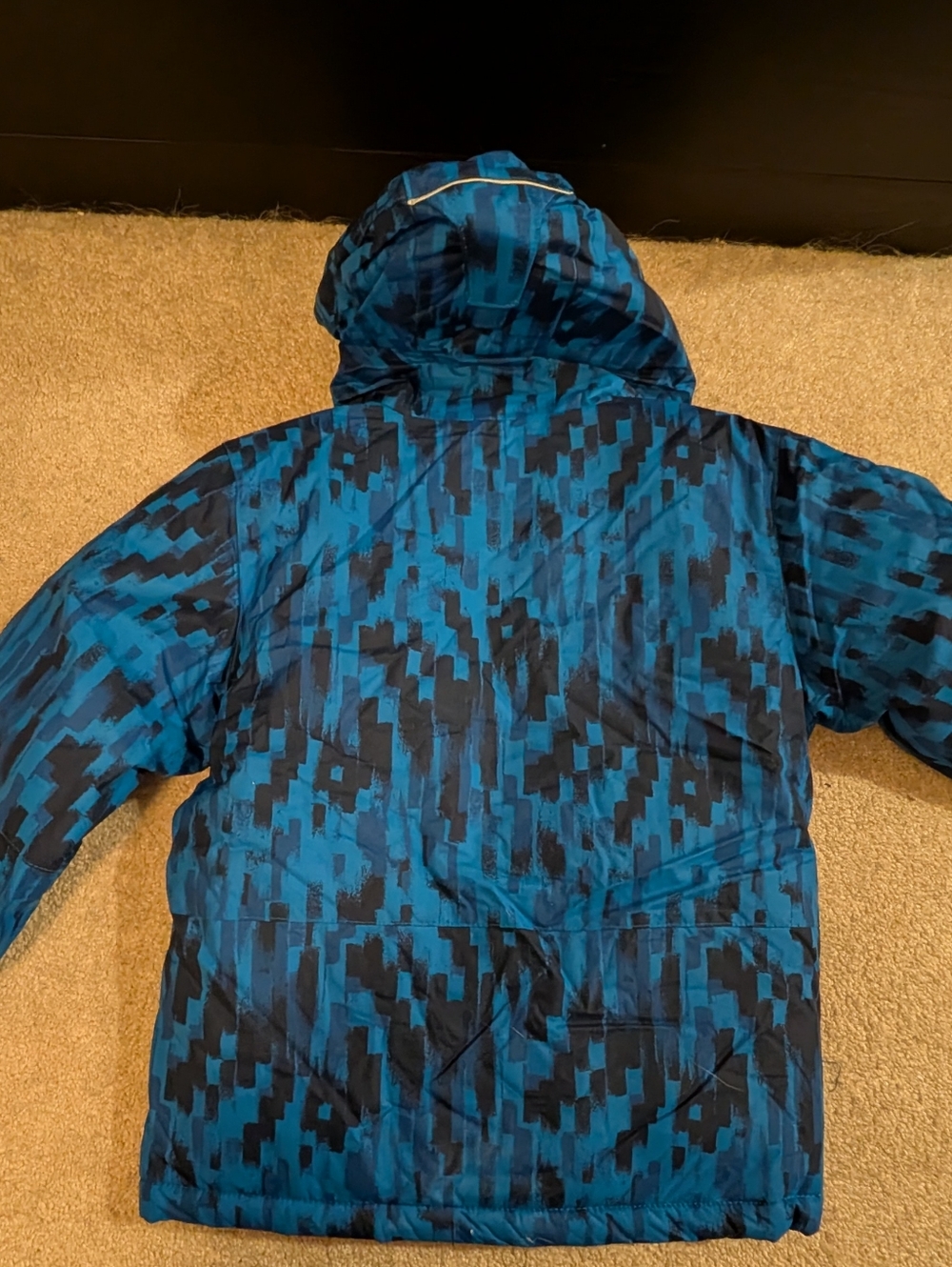 Columbia Blue Pixel Print Kids' Hooded Winter Coat - XS - Picture 2 of 3